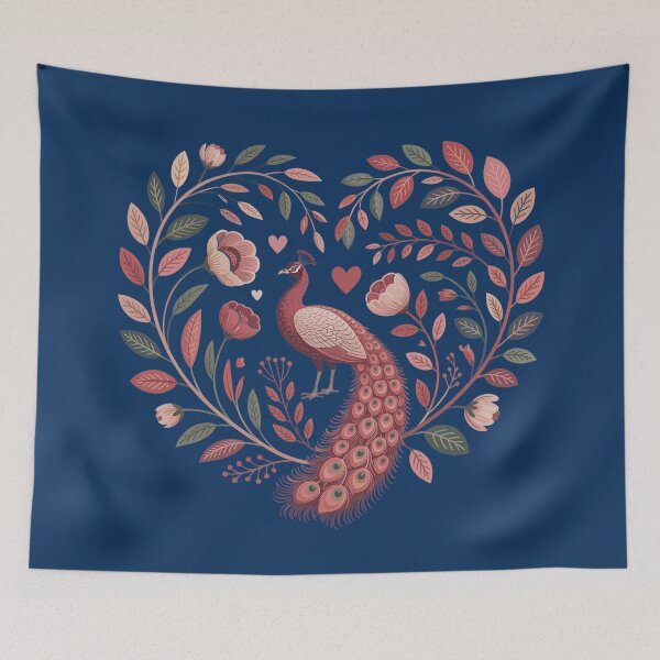 Item preview, Eternal Grace – Romantic Peacock in Floral Heart Illustration designed and sold by SoftStyleStudio ⭐⭐⭐.