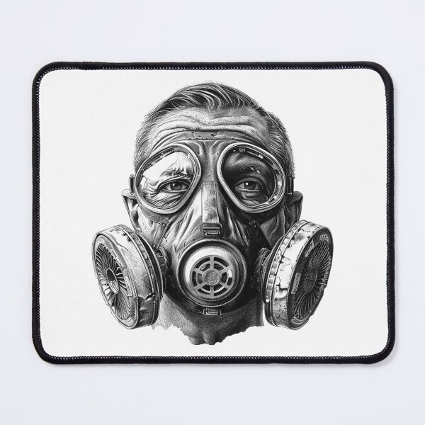 Item preview, Gas Mask Portrait – Post-Apocalyptic Survival Art Illustration designed and sold by inkoutninja.