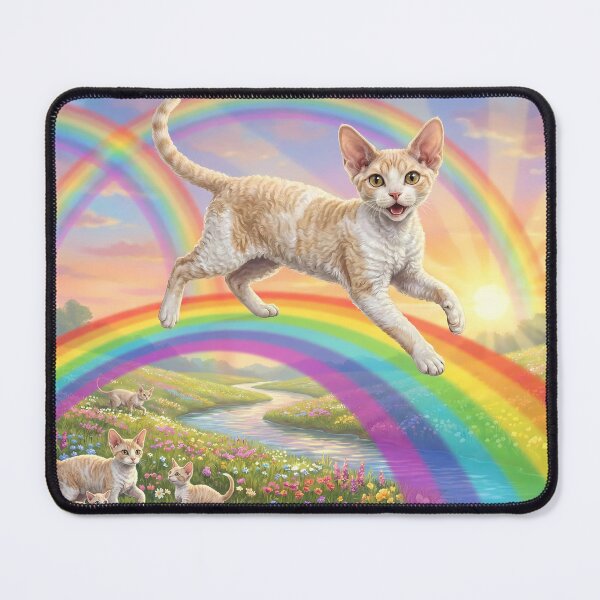 Item preview, Devon Rex Cat Rainbow Bridge Paradise Art designed and sold by PetMemorialArt.