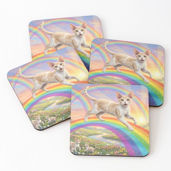 Item preview, Devon Rex Cat Rainbow Bridge Paradise Art designed and sold by PetMemorialArt.
