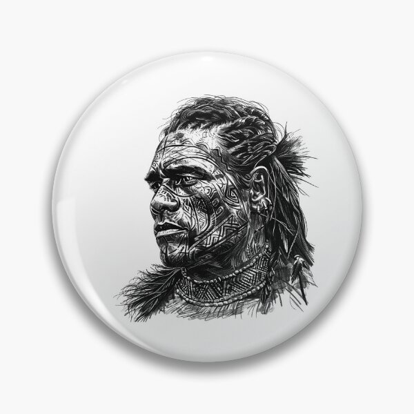 Item preview, Tribal Warrior Portrait – Hand-Drawn Indigenous Tattoo Art designed and sold by inkoutninja.