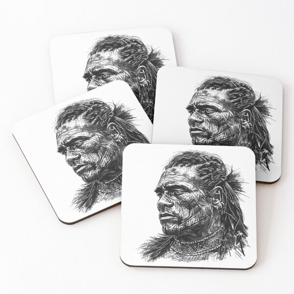 Item preview, Tribal Warrior Portrait – Hand-Drawn Indigenous Tattoo Art designed and sold by inkoutninja.