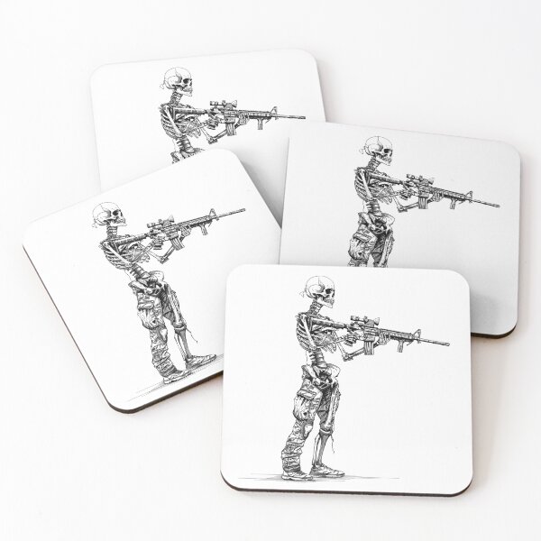 Item preview, Skeleton Soldier – Tactical Skull Warrior with Rifle Illustration designed and sold by inkoutninja.