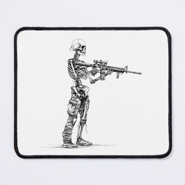Item preview, Skeleton Soldier – Tactical Skull Warrior with Rifle Illustration designed and sold by inkoutninja.