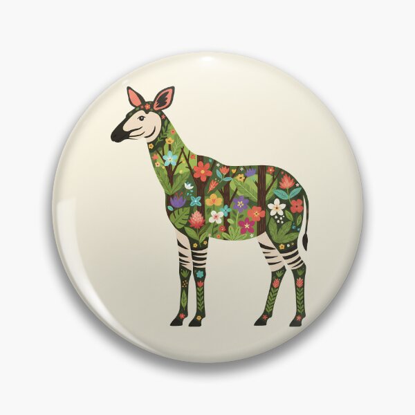 Item preview, Okapi with Ituri Rainforest Foliage – Hope for Wildlife Scandinavian Folk Art by heidiannemorris © designed and sold by FOLK ART FUSION by heidiannemorris.