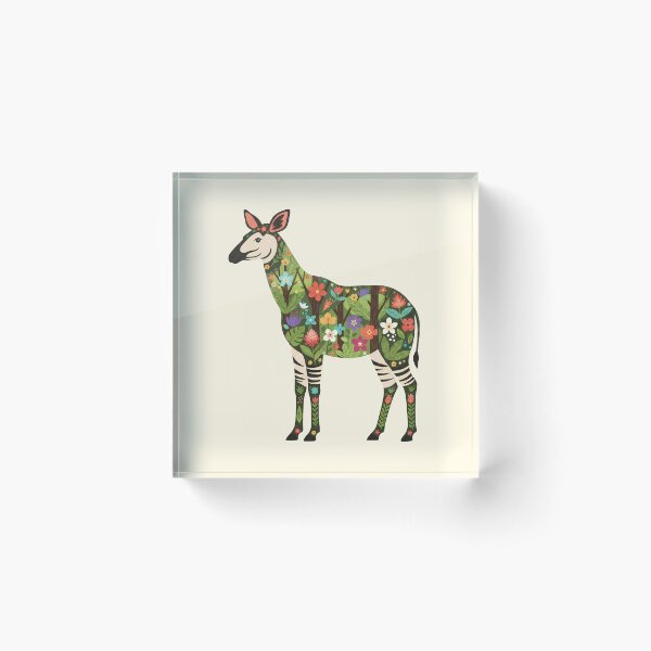 Item preview, Okapi with Ituri Rainforest Foliage – Hope for Wildlife Scandinavian Folk Art by heidiannemorris © designed and sold by FOLK ART FUSION.