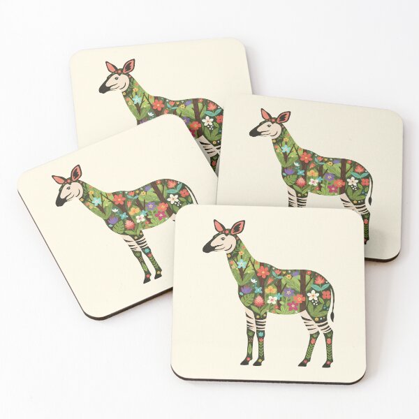 Item preview, Okapi with Ituri Rainforest Foliage – Hope for Wildlife Scandinavian Folk Art by heidiannemorris © designed and sold by FOLK ART FUSION by heidiannemorris.