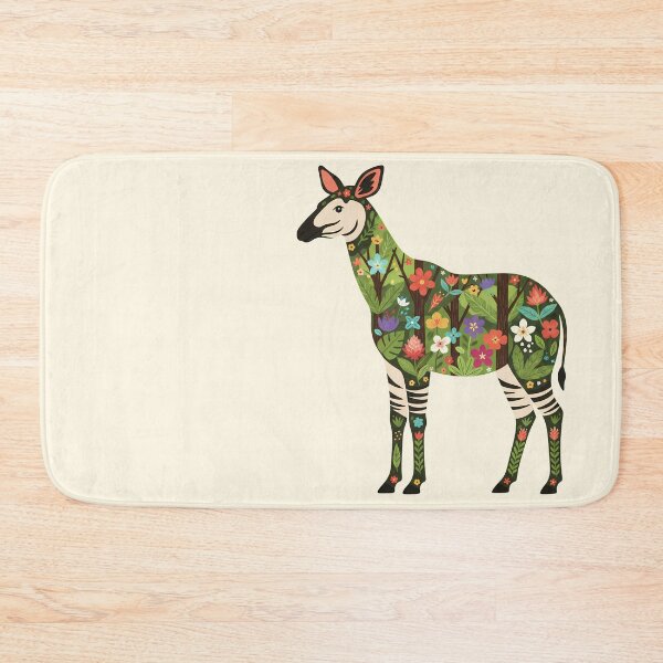 Item preview, Okapi with Ituri Rainforest Foliage – Hope for Wildlife Scandinavian Folk Art by heidiannemorris © designed and sold by FOLK ART FUSION by heidiannemorris.