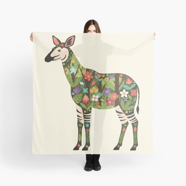 Item preview, Okapi with Ituri Rainforest Foliage – Hope for Wildlife Scandinavian Folk Art by heidiannemorris © designed and sold by FOLK ART FUSION by heidiannemorris.