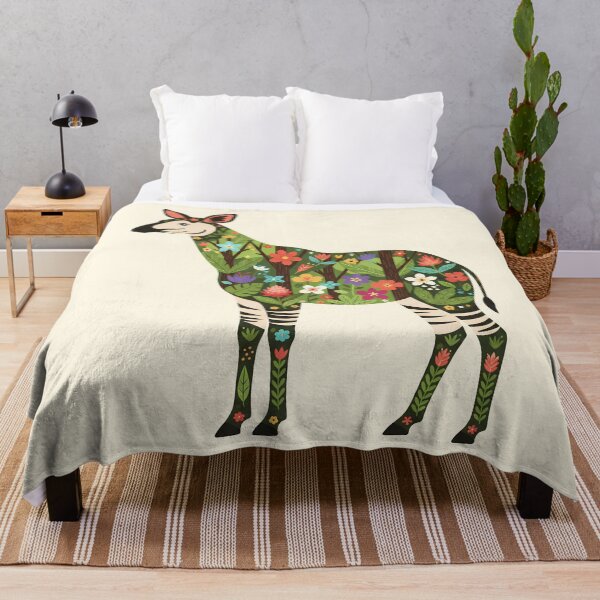 Item preview, Okapi with Ituri Rainforest Foliage – Hope for Wildlife Scandinavian Folk Art by heidiannemorris © designed and sold by FOLK ART FUSION by heidiannemorris.