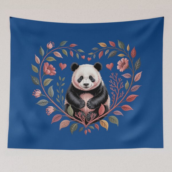 Item preview, Gentle Love – Cute Panda in Floral Heart Illustration designed and sold by SoftStyleStudio ⭐⭐⭐.