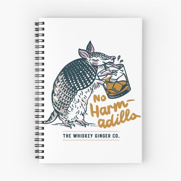 Item preview, No Harm-Adillo Funny Armadillo Drinking Whiskey Wordplay Pun designed and sold by The Whiskey Ginger Design Shop.