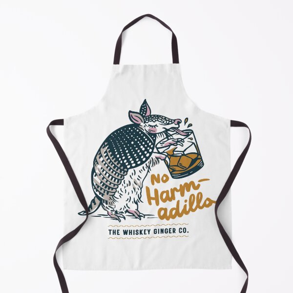 Item preview, No Harm-Adillo Funny Armadillo Drinking Whiskey Wordplay Pun designed and sold by The Whiskey Ginger Design Shop.