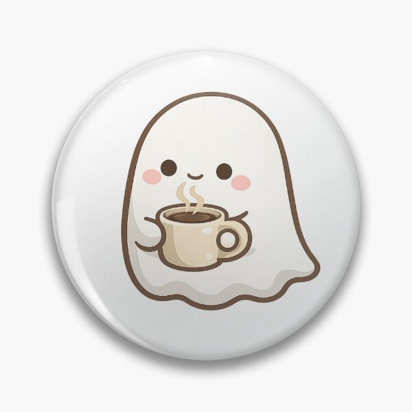 Item preview, Cute Ghost Drinking Coffee Sticker designed and sold by Lunarifinds .