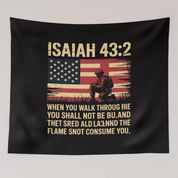 Item preview, Isaiah 43 2 US Flag Firefighter Thin Red Line Cross Men Dad designed and sold by HesterFoley.