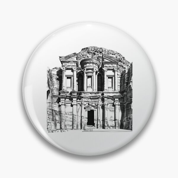 Item preview, Petra Monastery – Black and White Line Art of Ancient Jordan Landmark designed and sold by inkoutninja.