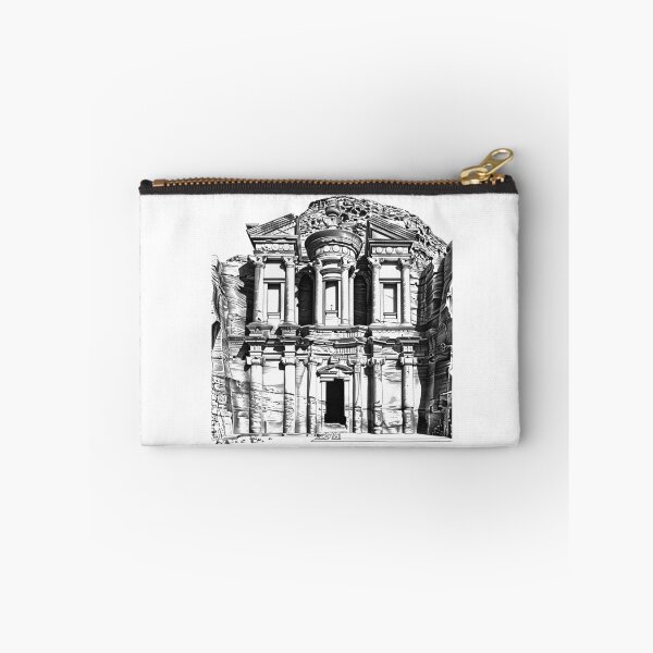 Item preview, Petra Monastery – Black and White Line Art of Ancient Jordan Landmark designed and sold by inkoutninja.