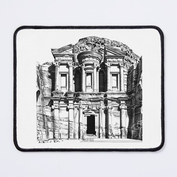 Item preview, Petra Monastery – Black and White Line Art of Ancient Jordan Landmark designed and sold by inkoutninja.