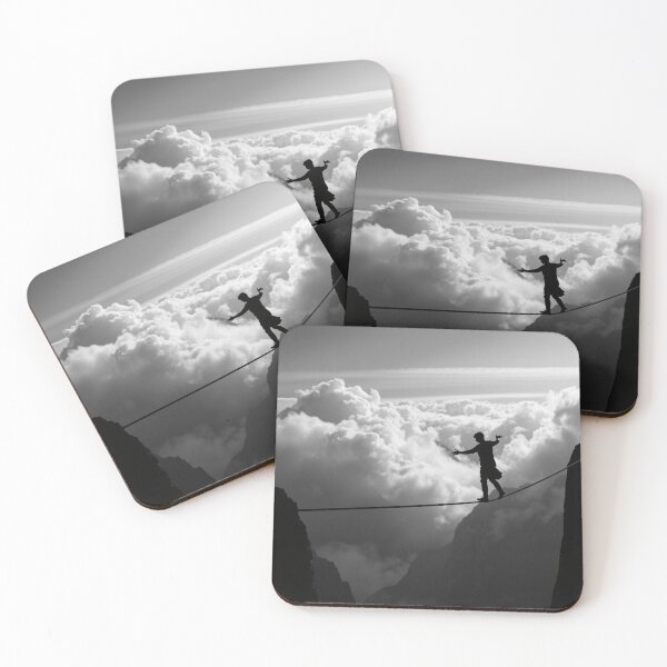 Item preview, Highline Walker Silhouette Mountains Black and White Adventure Art designed and sold by EllDAV777.