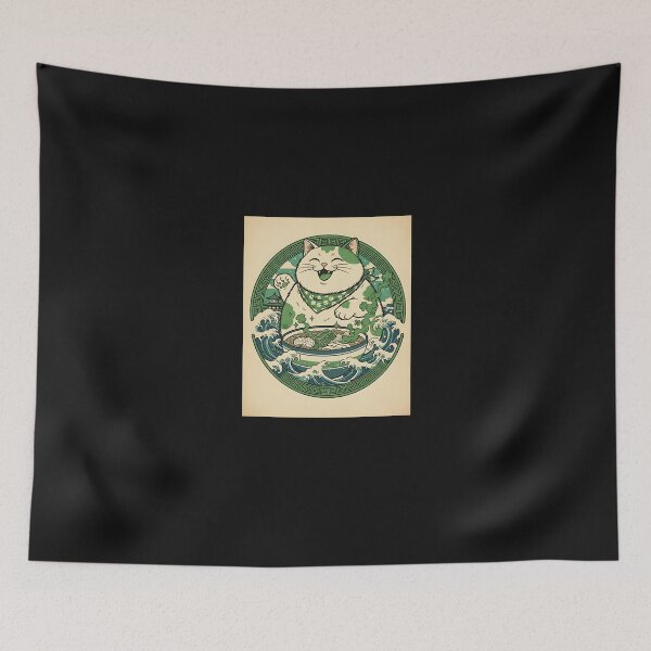 Item preview, Lucky Catzilla – Japanese Shamrock Kaiju Cat designed and sold by yaginoie.