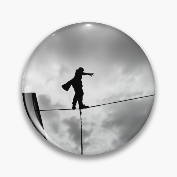 Item preview, Tightrope Walker Silhouette City Skyline Black White Art designed and sold by EllDAV777.