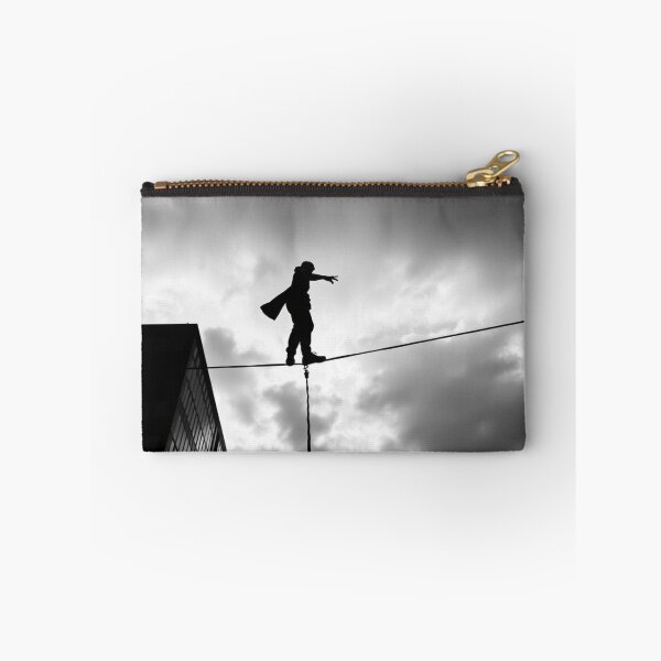 Item preview, Tightrope Walker Silhouette City Skyline Black White Art designed and sold by EllDAV777.