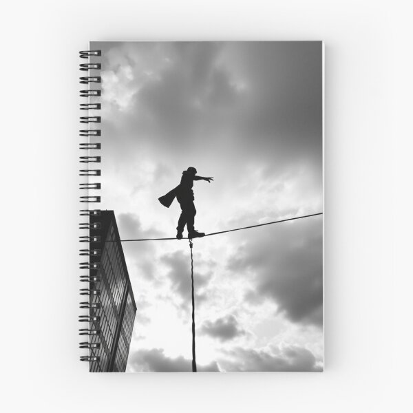 Item preview, Tightrope Walker Silhouette City Skyline Black White Art designed and sold by EllDAV777.
