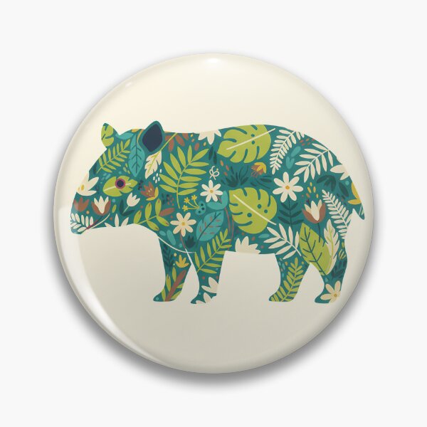 Item preview, Tapir with Tropical Foliage – Hope for Wildlife Scandinavian Folk Art by heidiannemorris © designed and sold by FOLK ART FUSION by heidiannemorris.