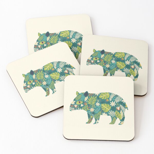 Item preview, Tapir with Tropical Foliage – Hope for Wildlife Scandinavian Folk Art by heidiannemorris © designed and sold by FOLK ART FUSION by heidiannemorris.