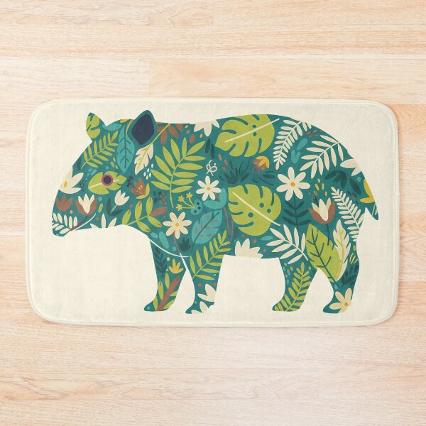 Item preview, Tapir with Tropical Foliage – Hope for Wildlife Scandinavian Folk Art by heidiannemorris © designed and sold by FOLK ART FUSION by heidiannemorris.