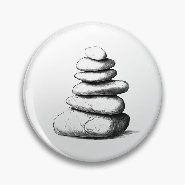 Item preview, Zen Stone Stack – Minimalist Black and White Balance Illustration designed and sold by inkoutninja.