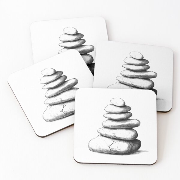 Item preview, Zen Stone Stack – Minimalist Black and White Balance Illustration designed and sold by inkoutninja.