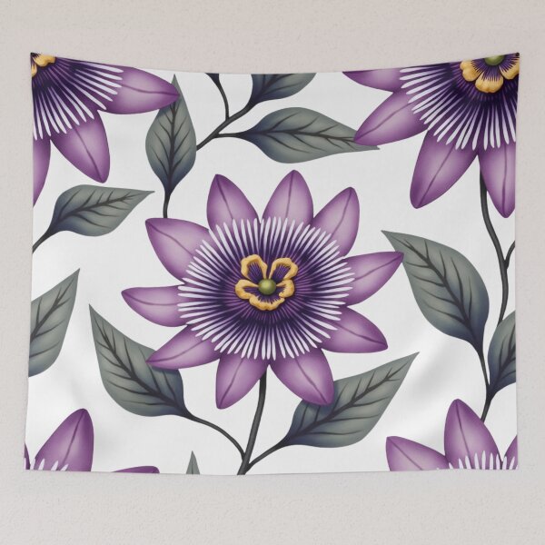 Item preview, Midnight Amethyst Bloom – Elegant Passionflower Pattern designed and sold by Dream Bloom Gallery.