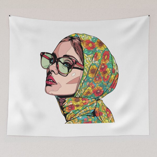 Item preview, Bold Floral Scarf Fashion Portrait designed and sold by Silrom.