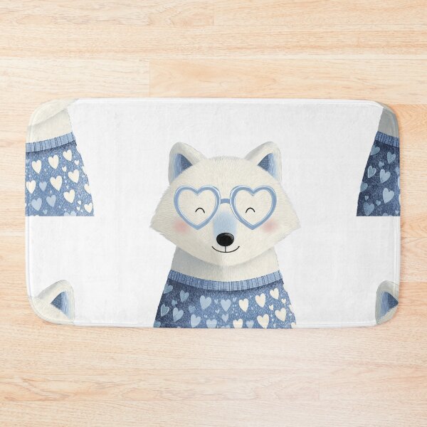 Item preview, Arctic fox in a sweater wearing heart glasses valentines day card designed and sold by MendaciousMina.