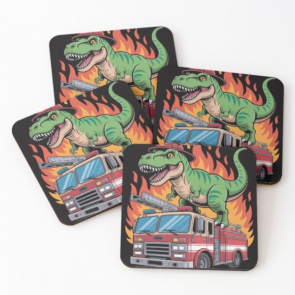 Item preview, Fireman T Rex Dinosaur Firefighter Hat and Firetruck designed and sold by rutimenta.
