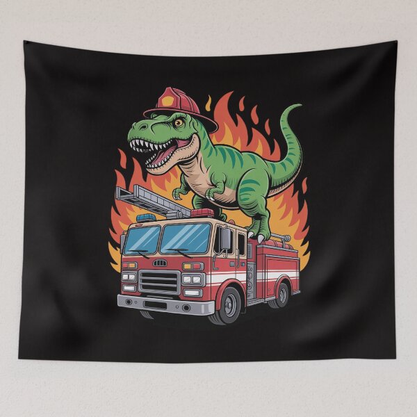 Item preview, Fireman T Rex Dinosaur Firefighter Hat and Firetruck designed and sold by rutimenta.