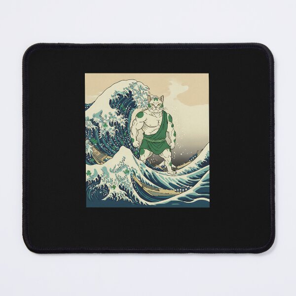 Item preview, Lucky Great Wave Cat – Japanese Shamrock Ukiyo-e designed and sold by yaginoie.