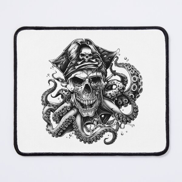 Item preview, Cursed Pirate Skull & Tentacles – Gothic Nautical Horror Illustration designed and sold by inkoutninja.