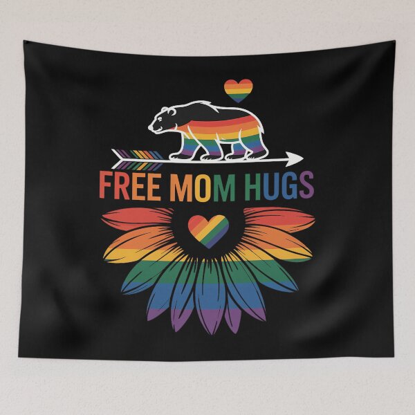 Item preview, LGBTQ Pride Mama Bear Free Mom Hugs LGBT Proud Rainbow Ally designed and sold by Morphologiona.