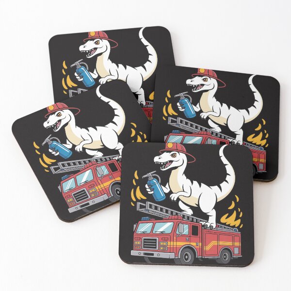 Item preview, Fire Fighter Saurus Firetruck Fireman Dinosaur T Rex designed and sold by rutimenta.