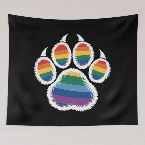 Item preview, LGBT Ally Furry Pride Rainbow Fursuit Dog Paw Print designed and sold by Morphologiona.