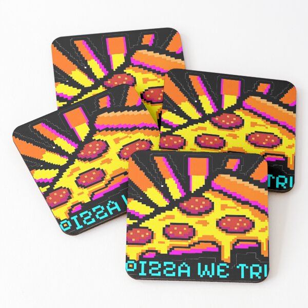 Item preview, Funny "In Pizza We Trust" Retro Pixel Art Sticker designed and sold by ClubChaos.
