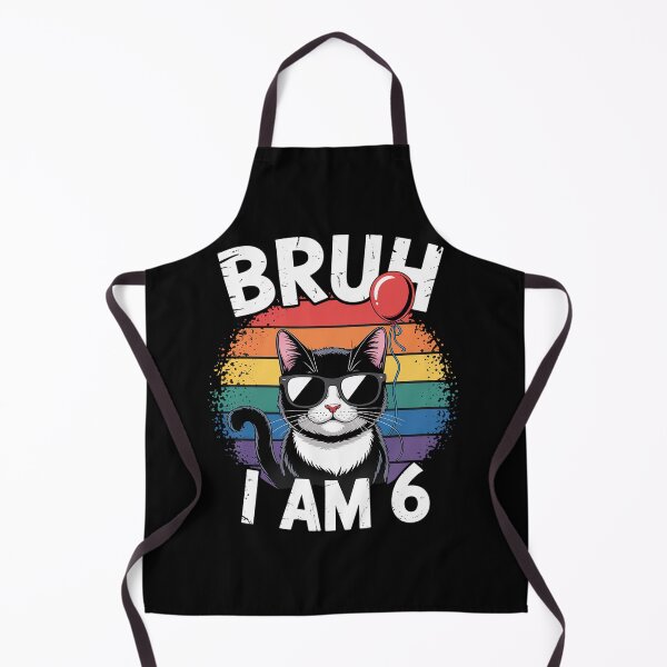 Item preview, Bruh I Am 6 Cat Kids 6th Birthday Party Retro Sunset designed and sold by RonnasJackson.