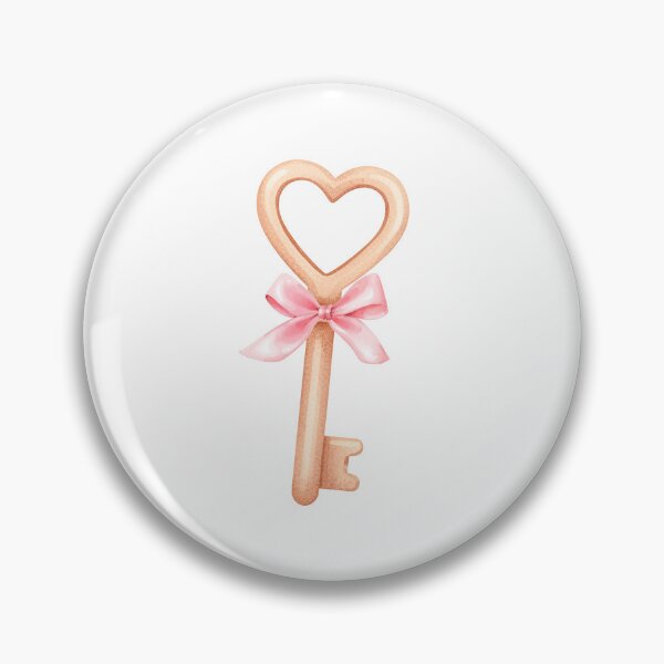 Item preview, Watercolor Valentine’s Day Golden Heart Key with Pink Bow – Coquette Love Aesthetic designed and sold by DivinePassion.