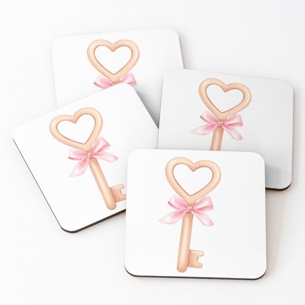 Item preview, Watercolor Valentine’s Day Golden Heart Key with Pink Bow – Coquette Love Aesthetic designed and sold by DivinePassion.
