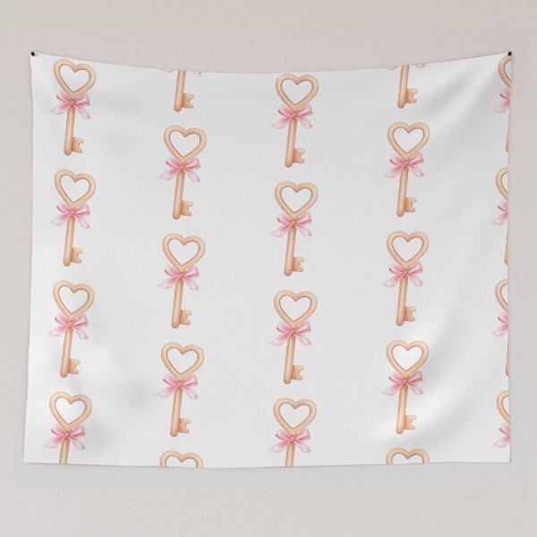 Item preview, Watercolor Valentine’s Day Golden Heart Key with Pink Bow – Coquette Love Aesthetic designed and sold by DivinePassion.