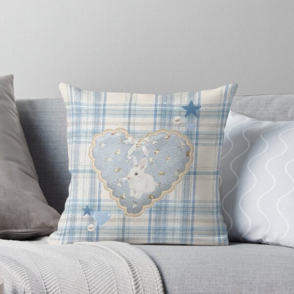 Item preview, Soft Vintage Baby Blue Plaid with Cute Rabbit designed and sold by TellUsTheStory.