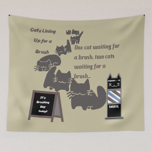 Item preview, BarBar Neko no Hi~~ge Jirushi – Brushing Day Cats (Monochrome) designed and sold by nanaronnicoron.