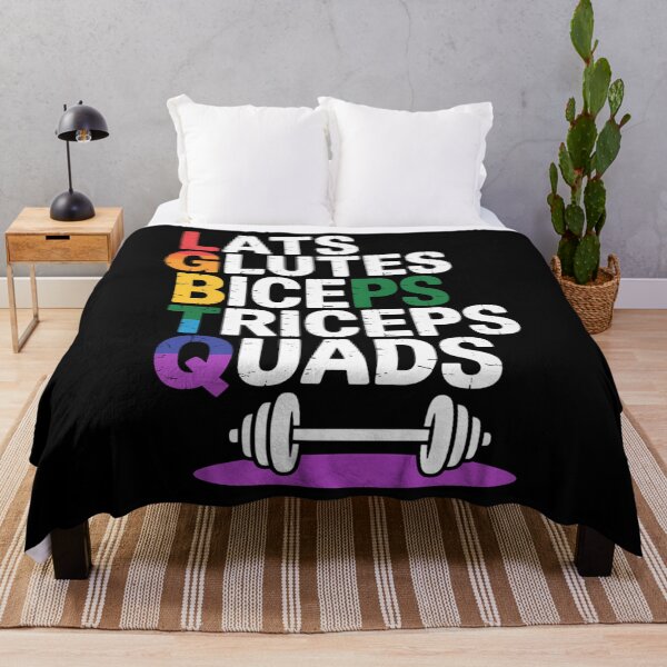 Item preview, LGBTQ Lats Glutes Biceps Triceps Quads Weightlifting Rainbow designed and sold by JonathalIngham.